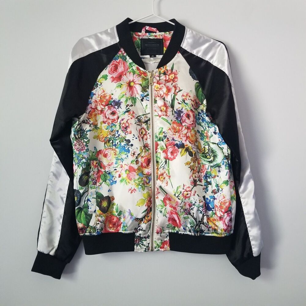 Miss London Floral Bomber Track Jacket size Medium